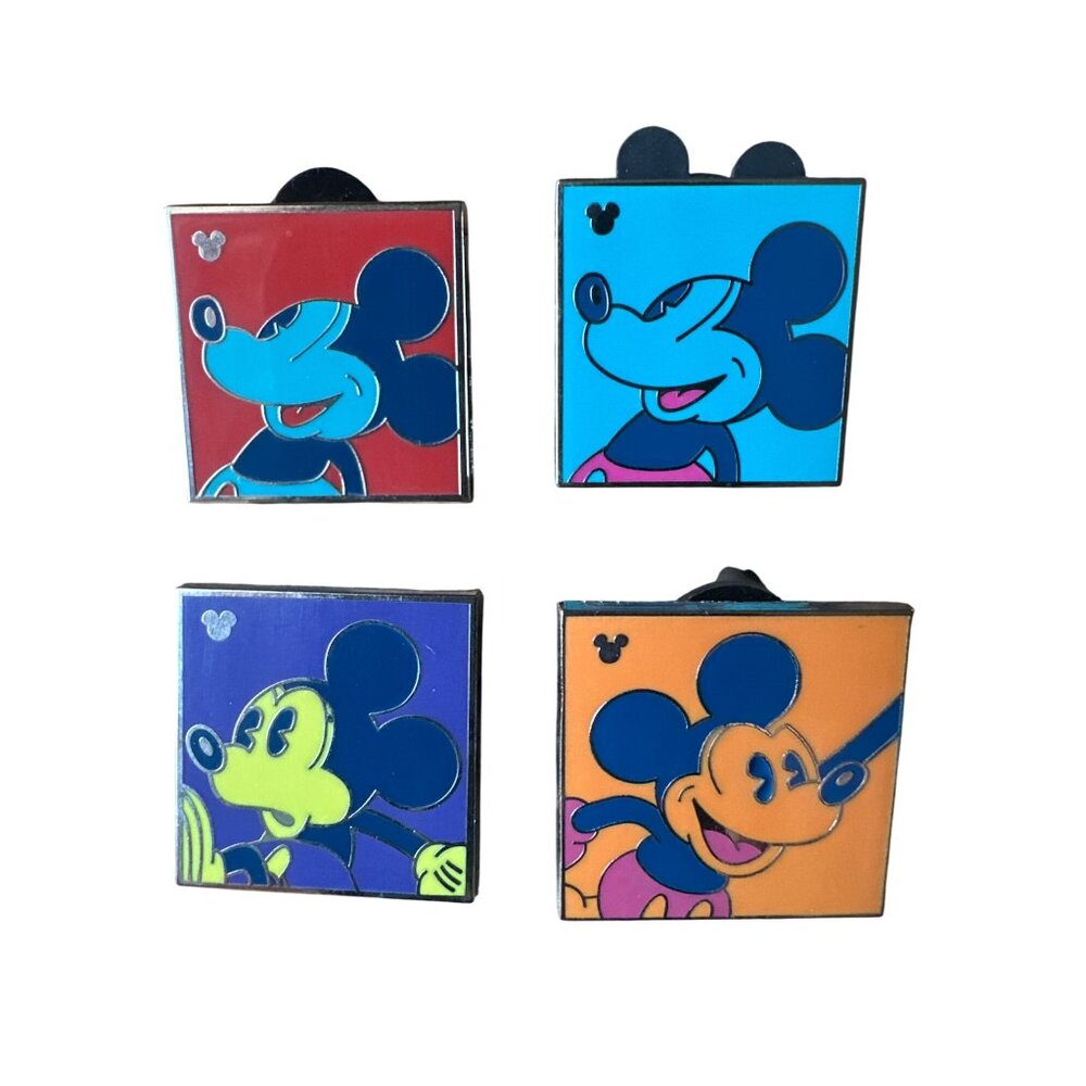 Set Of 4 Mickey Mouse Colorful Square Disney Pins - Picture 3 of 8